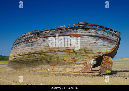 Stillgelegtes Fischerboot, Llys Dulas, Anglesey, North Wales, Vereinigtes Königreich, Stockfoto