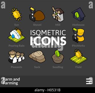 Isometrische Gliederung Symbole einstellen 21 Stock Vektor