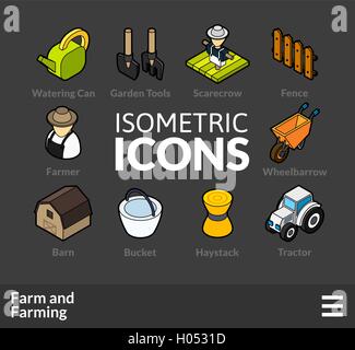 Isometrische Umriss Icons set 22 Stock Vektor