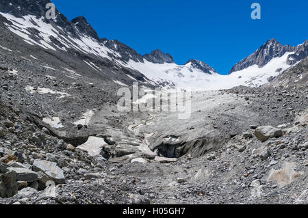 Oberaargletscher, einem Gletscher in den Schweizer Alpen in der Grimsel-Region des Berner Oberlandes. Stockfoto