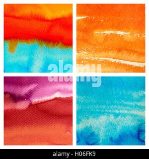 Reihe von abstrakten handgezeichnete Aquarell Hintergrund, Aquarell text Stockfoto