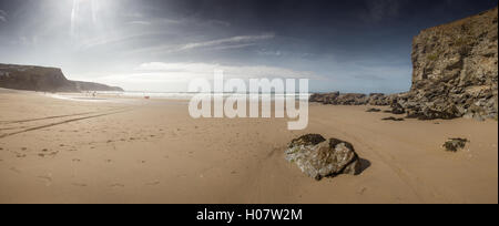 Landschaftsbild von Porthtowan Beach in cornwall Stockfoto