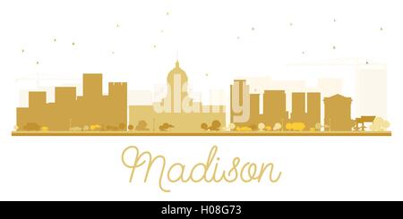 Madison Skyline der Stadt goldene Silhouette. Vector Illustration. einfache flache Konzept für Tourismus Präsentation, Banner, Plakat Stock Vektor