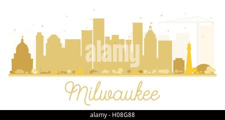 Milwaukee Stadt Skyline goldene Silhouette. Vektor-Illustration. Einfache flache Konzept für Tourismus Präsentation, Banner, Plakat Stock Vektor