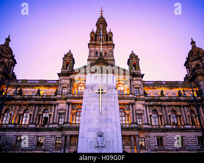 Glasgow City Chambers bei Sonnenuntergang, Glasgow, Schottland, Vereinigtes Königreich, Europa Stockfoto