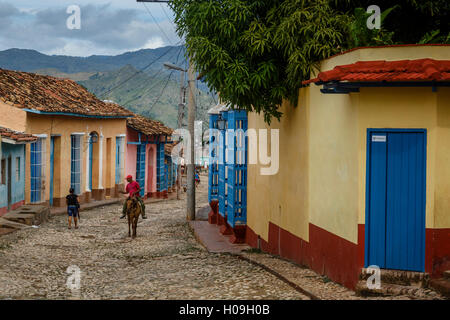 Bunte kolonialen Häuser, Trinidad, UNESCO-Weltkulturerbe, Provinz Sancti Spiritus, Kuba, West Indies, Karibik Stockfoto