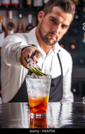 Basteln und dekorieren cocktail Barkeeper Stockfoto