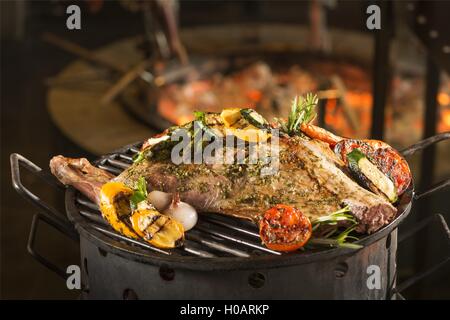 Langsam gekocht gebratene Ziege, Cabritto Stockfoto