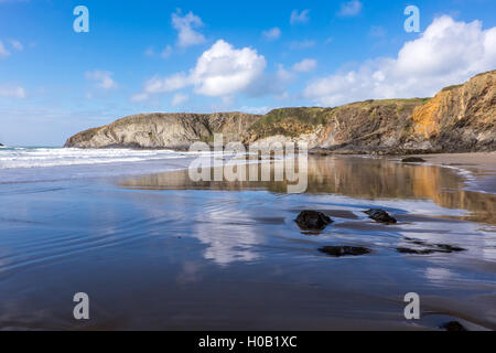 Traethllyfn auf der Pembrokeshire Coast (auch bekannt als Barry Island Beach) Lias zwischen Abereiddy und Porthgain Stockfoto