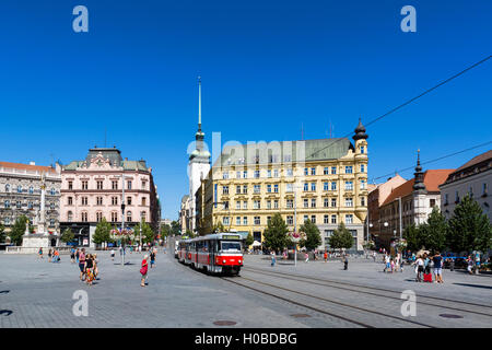 Brno, Tschechische Republik. Platz der Freiheit (Náměstí Svobody) im Zentrum der Altstadt, Brünn, Mähren, Tschechien Stockfoto