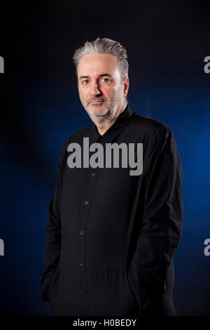 Paul Morley, englischer Musikjournalist und TV-Moderatorin beim Edinburgh International Book Festival. Edinburgh, Schottland. 25. August 2016 Stockfoto