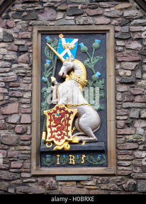 Heraldische Panel außerhalb die Queens Gallery in Edinburgh, Schottland Stockfoto