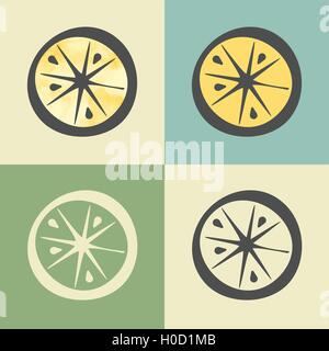 Vektor-Übersicht-orange Slice-Symbol mit Aquarell zu füllen. Stock Vektor