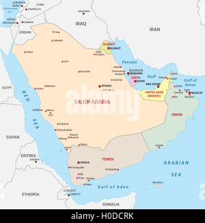 Karte der arabischen Halbinsel Stock Vektor