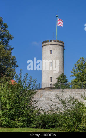 Turm der Burg Sparrenburg in Bielefeld, Deutschland Stockfoto