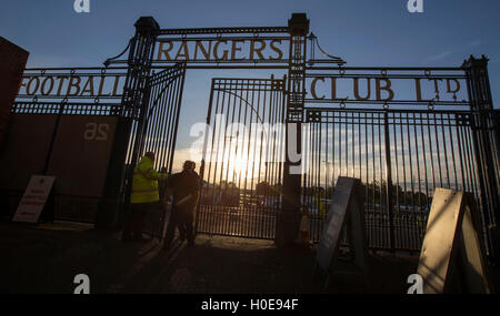 Gesamtansicht der Tore im Ibrox vor dem Betfred Cup Viertel Finale im Ibrox Stadium, Glasgow. Stockfoto