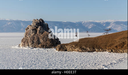 Schamanen-Stein in Chuschir. Olchon. Die Baikal-See Stockfoto