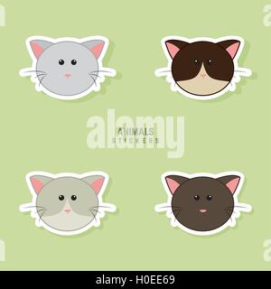 Niedlichen Katzen Gesichter Stock Vektor