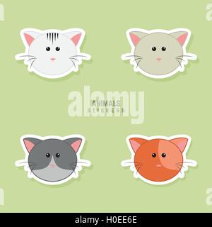 Niedlichen Katzen Gesichter Stock Vektor