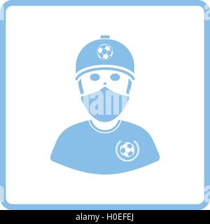 Fußball-Fan mit überdachten Fläche von Schal-Symbol. Blauer Rahmen-Design. Vektor-Illustration. Stock Vektor