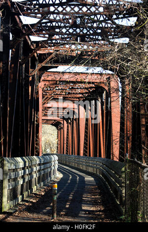 Alte Eisenbahnbrücke umgewandelt in Wander-und Radweg auf Percival Island, in Lynchburg, Virginia, USA Stockfoto