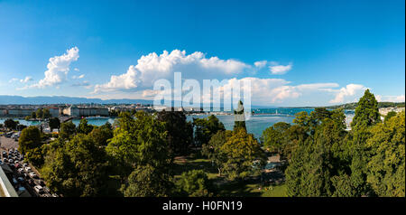 Panoramablick vom Hotel Metropole Genf Stockfoto