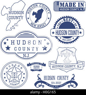 Hudson County, New Jersey. Satz von generischen Marken und Zeichen. Stockfoto