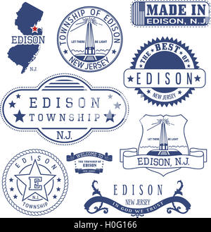 Edison Township, New Jersey. Satz von generischen Marken und Zeichen. Stockfoto