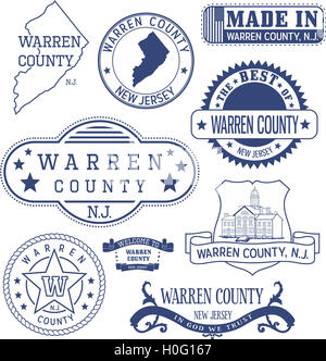 Warren County, New Jersey. Satz von generischen Marken und Zeichen. Stockfoto
