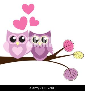 Süße Eule Muster Hintergrund für den Valentinstag mit Herzen und P Stock Vektor