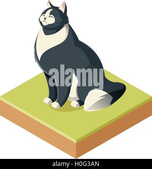 Isometrische pelzigen Katze Stock Vektor