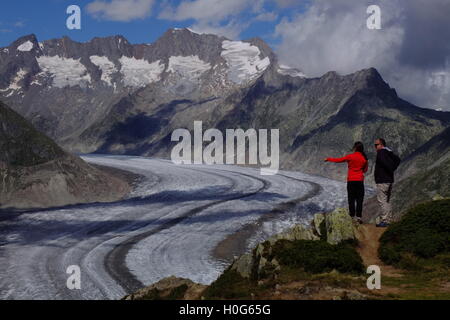 Aletschgletschers, Aletsch glaciar Stockfoto