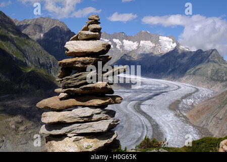 Aletschgletschers, Aletsch glaciar Stockfoto