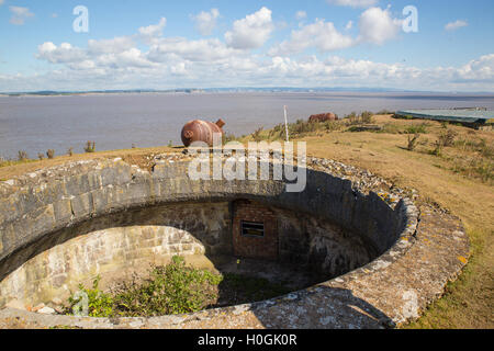 Viktorianische Artillerie Verteidigung auf Flaches Holm Insel Stockfoto