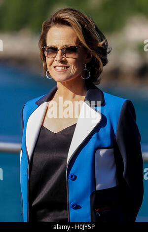 San Sebastian, Spanien. 21. September 2016. Sigourney Weaver besucht A Monster Calls Fototermin während der 64. Filmfestspiele von San Sebastian bei Donostia Aquarium in San Sebastian, Spanien. 21. September 2016. Bildnachweis: Jimmy Olsen/MediaPunch *** kein Kredit Spanien ***: MediaPunch Inc/Alamy Live-Nachrichten Stockfoto