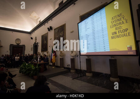 Rom, Italien. 21. Sep, 2016. Roma 21.September Pressekonferenz in Rom Virginia Raggi Bürgermeister Nein sagen, um die Kandidatur von Rom nach Olympia 2024. Lokalen Caption *** Roma 21.September Pressekonferenz in Rom Virginia Raggi Bürgermeister Nein sagen, um die Kandidatur von Rom bis 2024 Olympics Credit: Andrea Ronchini/Alamy Live News Stockfoto