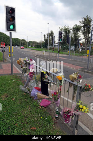 Unfall an einer Pelican Crossing, Howley, Warrington, Cheshire, England UK Stockfoto