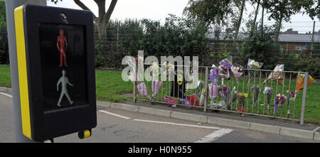 Unfall an einer Pelican Crossing, Howley, Warrington, Cheshire, England UK Stockfoto