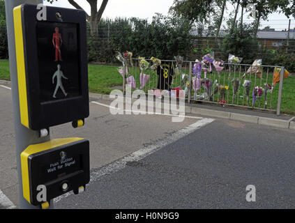 Unfall an einer Pelican Crossing, Howley, Warrington, Cheshire, England UK Stockfoto