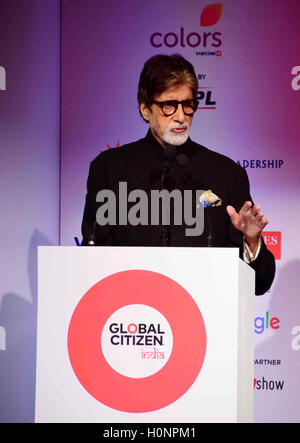 Bollywood-Schauspieler Amitabh Bachchan während der Pressekonferenz des Global Citizen Festival Mumba gestartet Stockfoto
