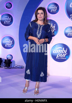 Bollywood-Regisseur Farah Khan während einer Werbeveranstaltung von Ambi Pur, in Mumbai, Indien am 13. September 2016. Stockfoto