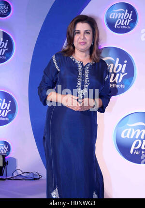 Bollywood-Regisseur Farah Khan während einer Werbeveranstaltung von Ambi Pur, in Mumbai, Indien am 13. September 2016. Stockfoto