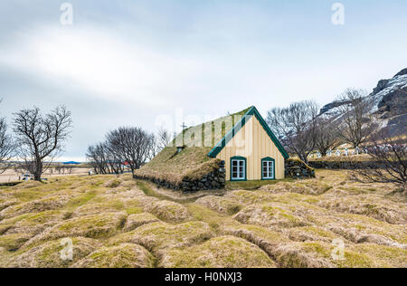 Hofskirkja, Rasen Kirche, Öraefi Region, Region Süd, Island Stockfoto