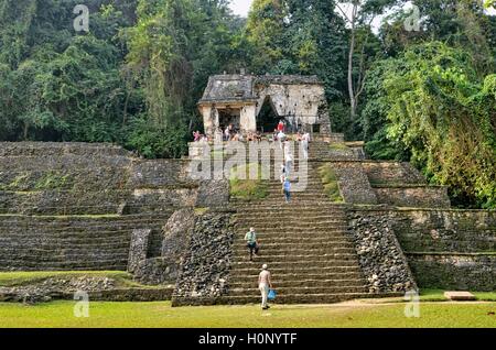 Schädel Tempel Templo de la Calavera, Maya Ruinen, Palenque, Chiapas, Mexiko Stockfoto