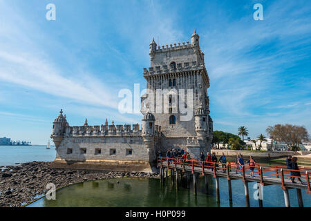 Torre de Belém, Belém Tower oder Turm von St. Vincent, Belem, Lissabon, Portugal Stockfoto