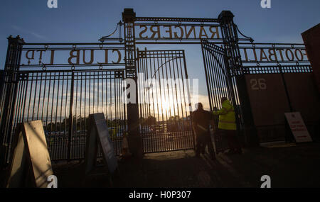 Gesamtansicht der Tore im Ibrox vor dem Betfred Cup Viertel Finale im Ibrox Stadium, Glasgow. Stockfoto