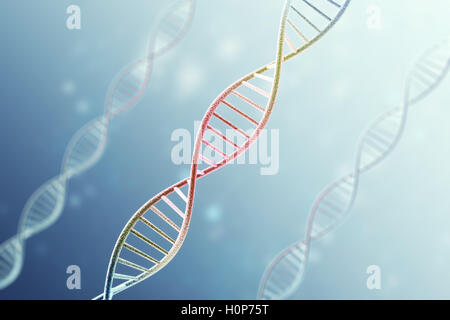 Konzept der infizierten, geduldige DNA-Struktur auf das blaue background.3d rendering Stockfoto