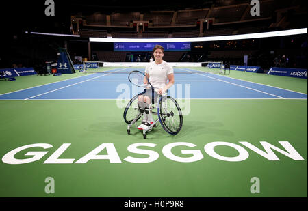 Paralympic-Gold-Medallist Gordon Reid vor dem Andy Murray Live Event im SSE Hydro, Glasgow. Stockfoto