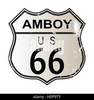 Amboy Route 66 Verkehrszeichen auf einem weißen Hintergrund und die Legende ROUTE 66 U.S. Stock Vektor