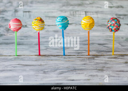 Fünf Cake Pops. Stockfoto